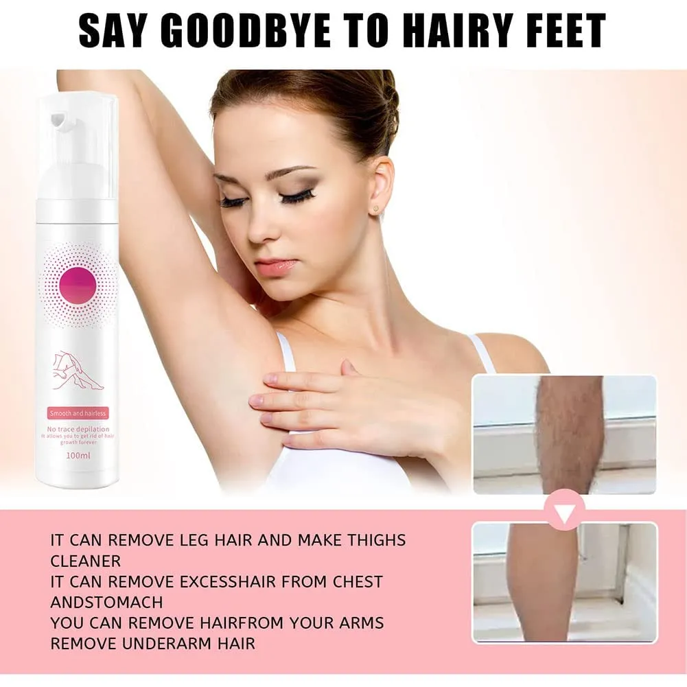 Skbra Natural Permanent Hair Removal Spray, Hair Removal Cream, Moisturizing Hair Removal Spray, Hair Removal Spray Foam, Hair Growth Inhibitor For Face,Arm,Leg,Armpit (3PCS)