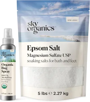 Sky Organics - Epsom Salt Bath Soak & Bug Spray - Alchohol Free, 5 lbs