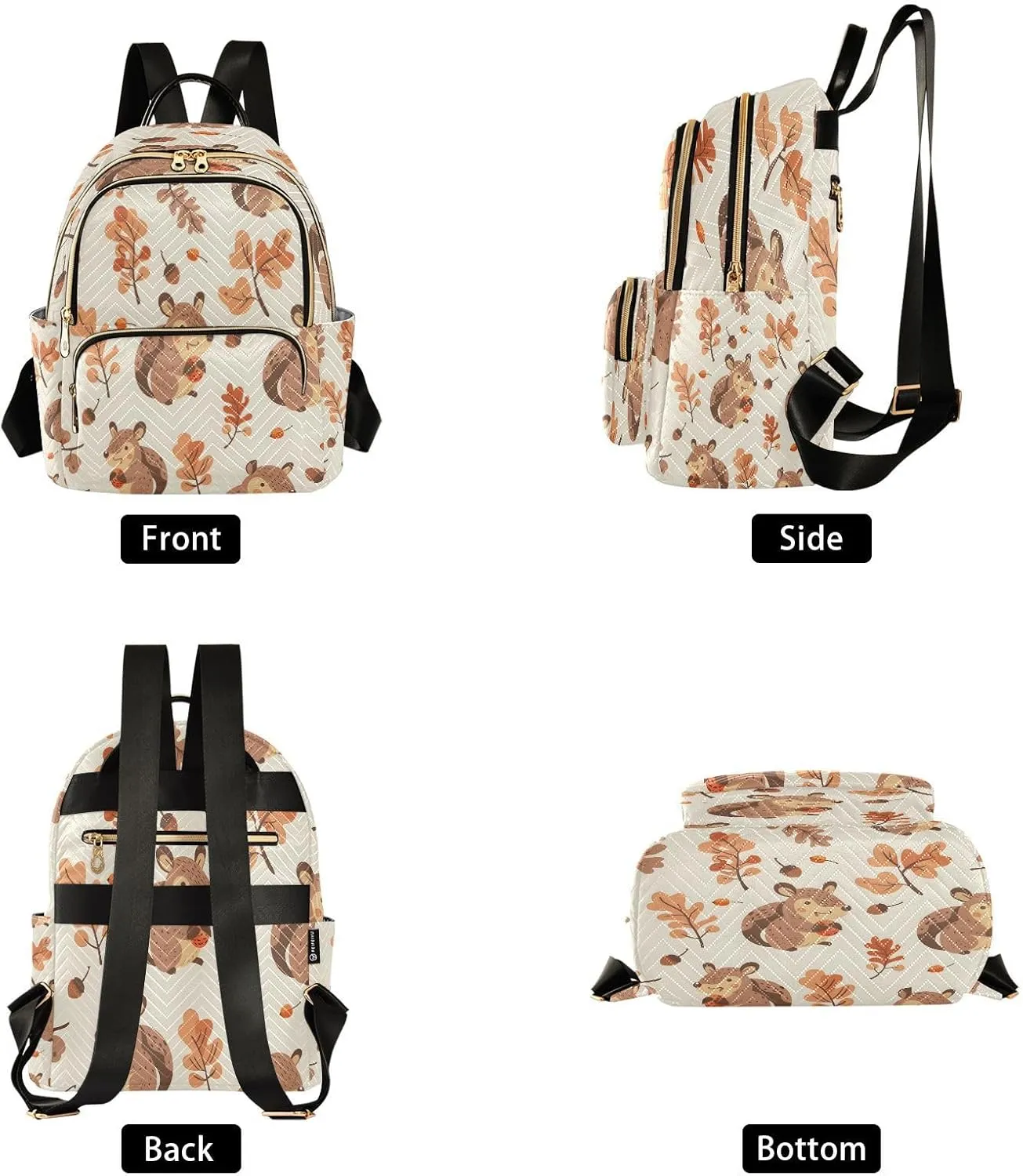 Smiling Squirrel with Acorns Mini Backpack Purse for Women Travel Bag Lightweight Shoulder Bag Fashion Daypack