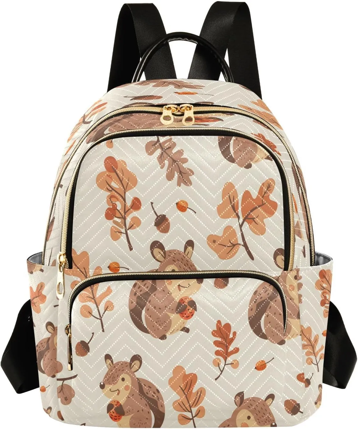 Smiling Squirrel with Acorns Mini Backpack Purse for Women Travel Bag Lightweight Shoulder Bag Fashion Daypack