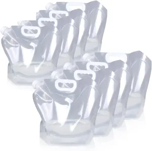 Soddeph Collapsible Water Container Bag, BPA Free Food Grade Clear Plastic Storage Jug for Sport Camping Riding Mountaineer,Freezable, Food Grade (8-pack-2.6Gal)