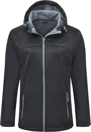 Softshell Jacket Women Fleece Lined Lightweight Jacket Waterproof Coat with Hooded Outdoor Hiking