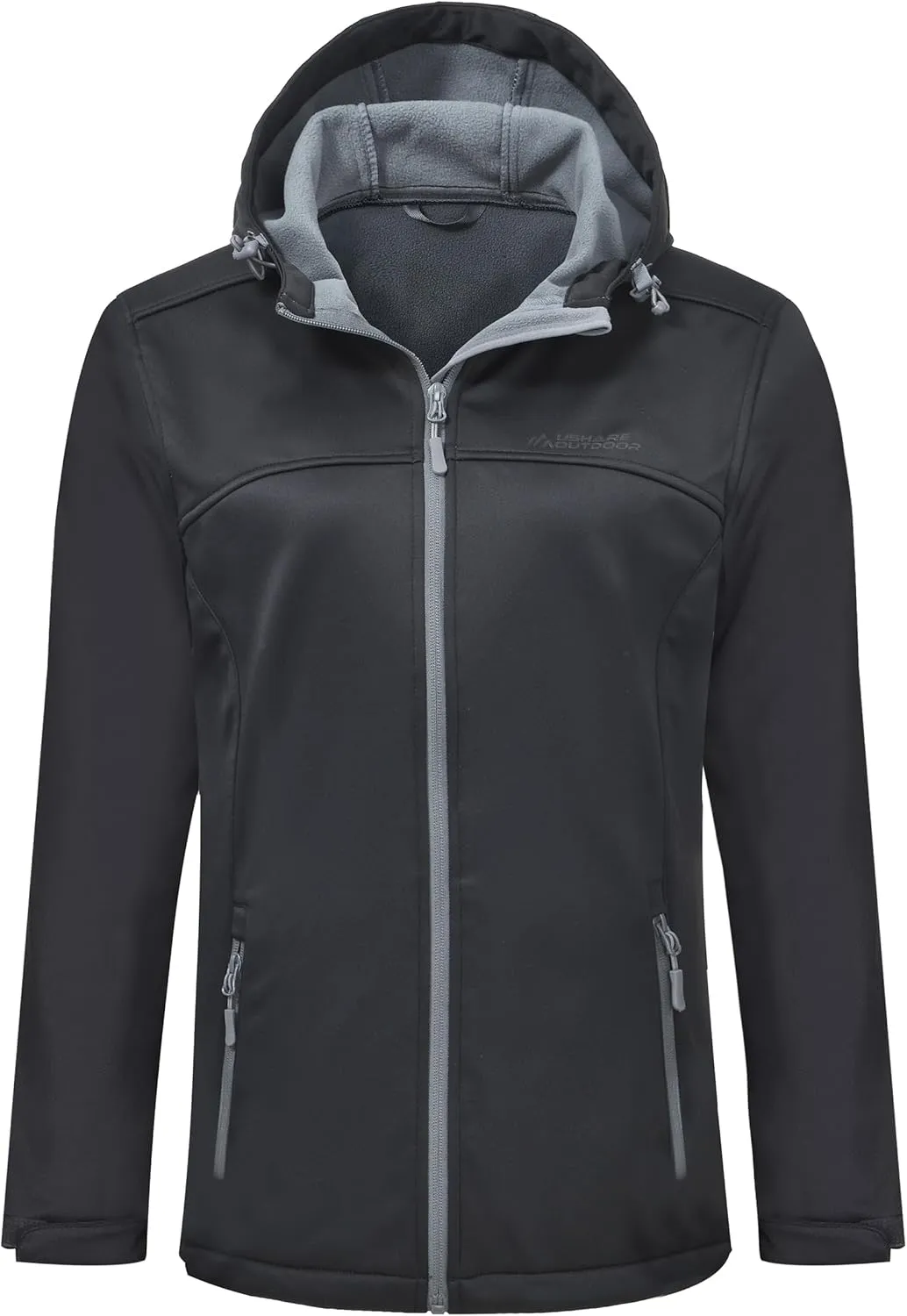 Softshell Jacket Women Fleece Lined Lightweight Jacket Waterproof Coat with Hooded Outdoor Hiking