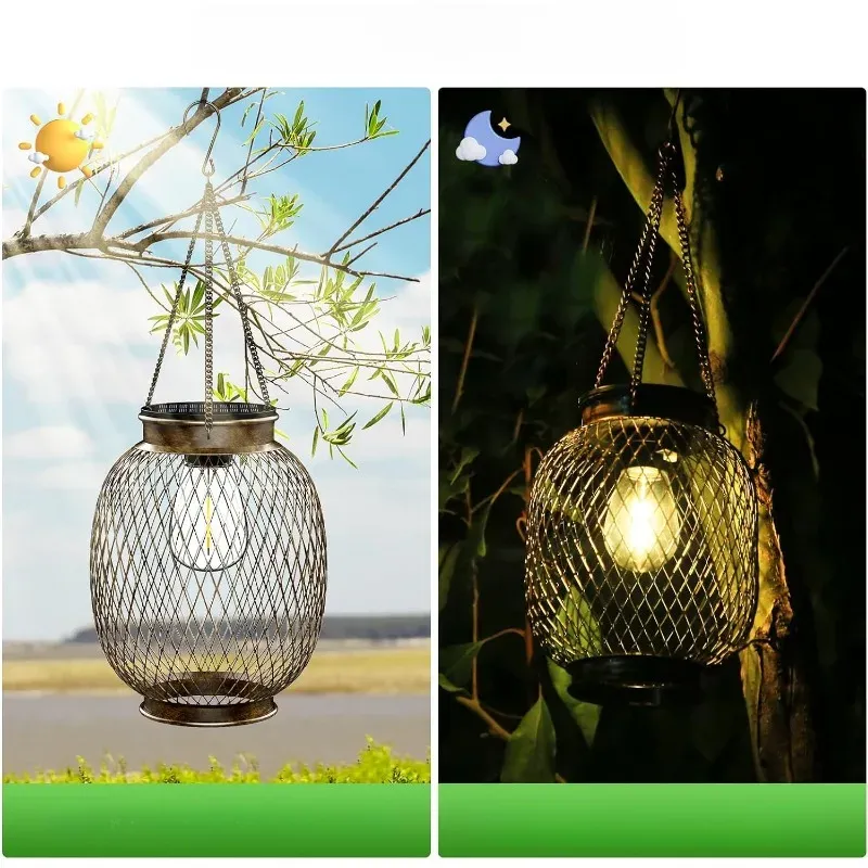 Solar Hanging Lantern Set – Elegant Outdoor LED Lights for Garden and Patio