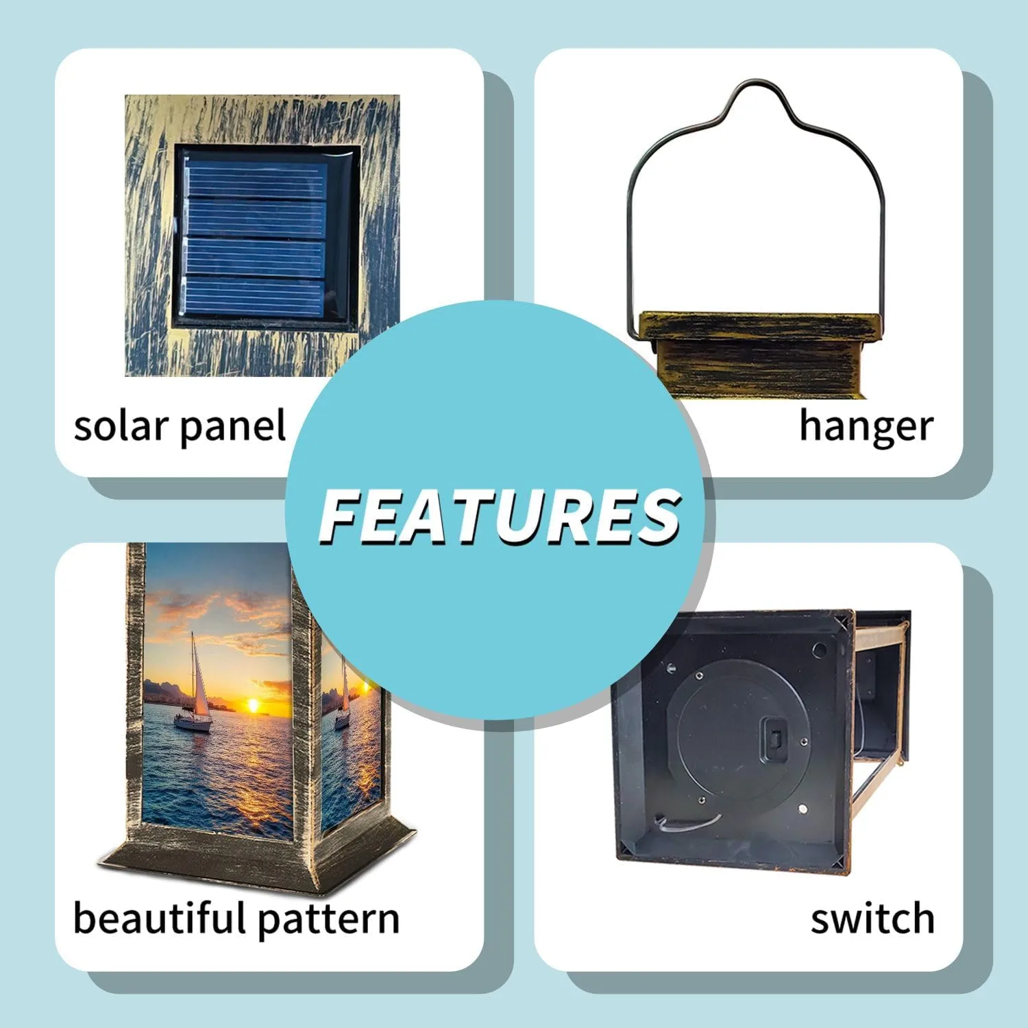 Solar Lantern Denia Sunset Sailboat from Mediterranean sea Alicante Spain Outdoor Waterproof Garden Hanging Lantern Solar Powered Lighting Outside Table Lamp for Patio Deck Camping 1 Pack