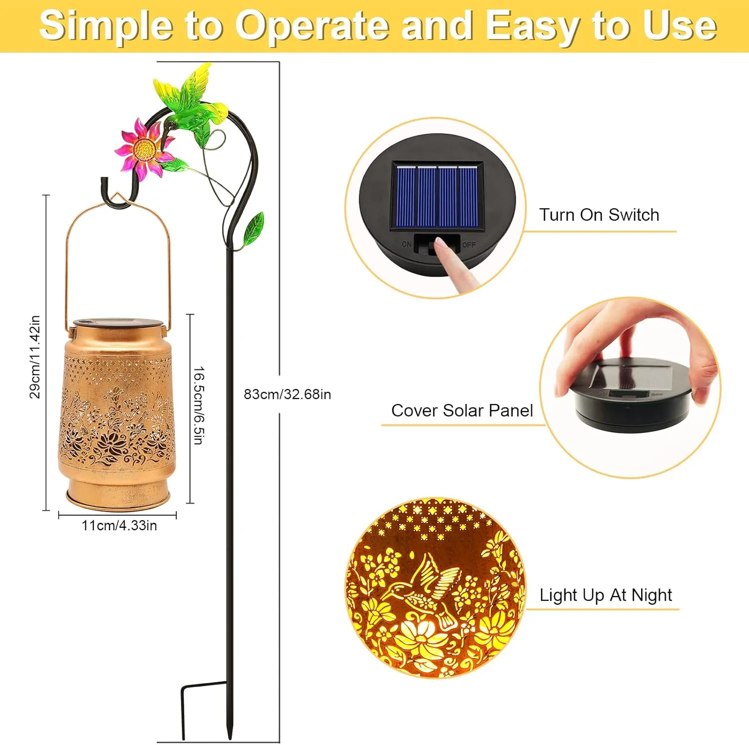 Solar Lanterns Outdoor Hummingbird Garden Decor, Mothers Day Gifts for Women Mom Grandma Birthday Metal Hanging Solar Lights Waterproof with Shepherd Hook Decoration for Garden Yard Lawn Patio Deals