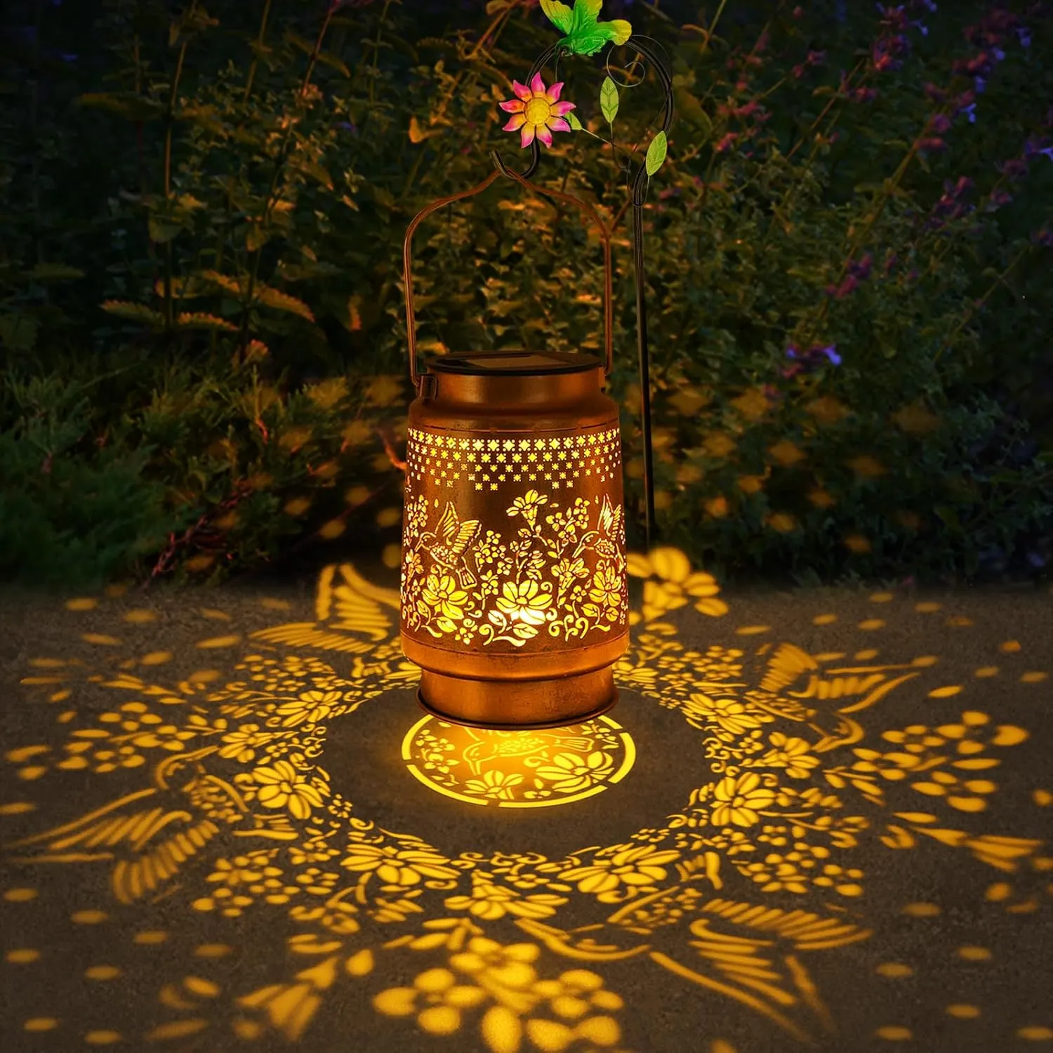 Solar Lanterns Outdoor Hummingbird Garden Decor, Mothers Day Gifts for Women Mom Grandma Birthday Metal Hanging Solar Lights Waterproof with Shepherd Hook Decoration for Garden Yard Lawn Patio Deals