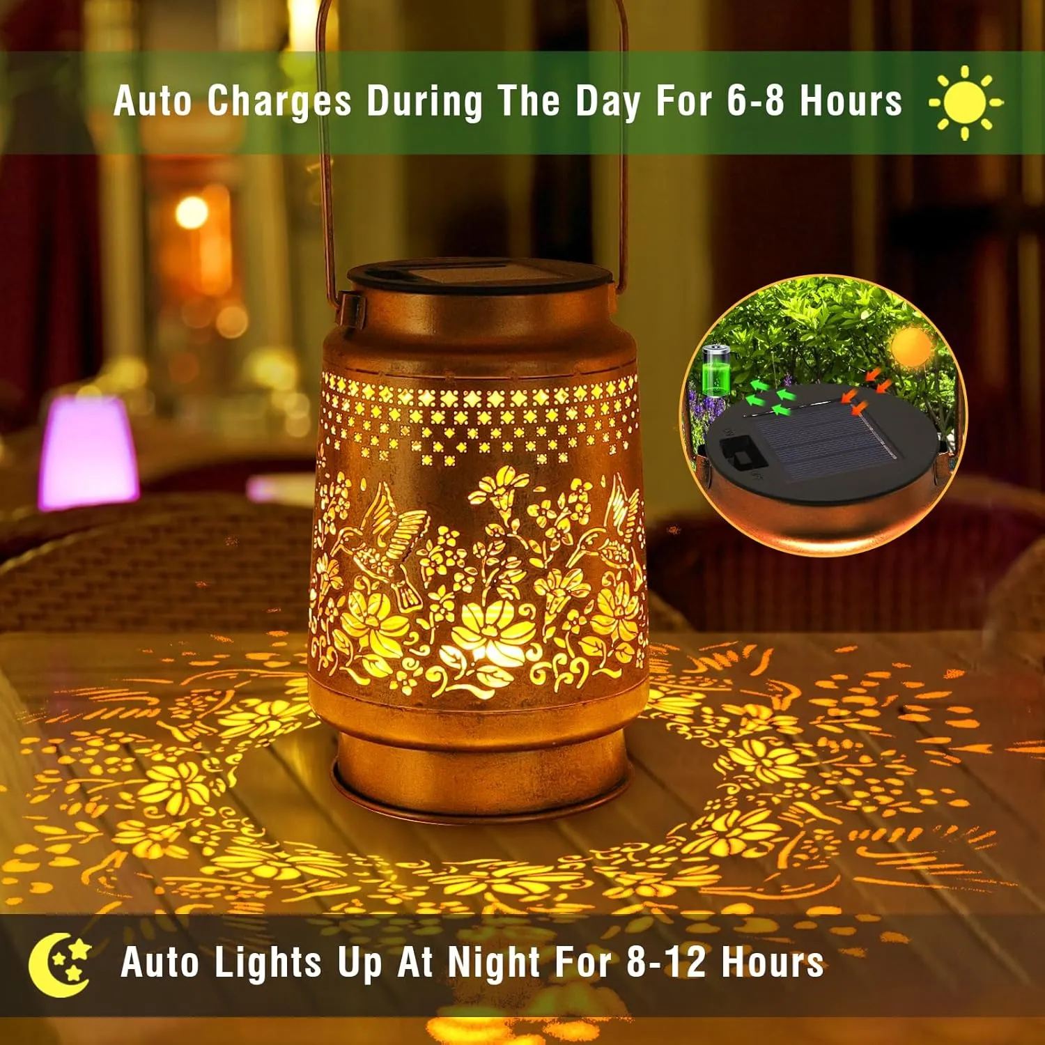 Solar Lanterns Outdoor Hummingbird Garden Decor, Mothers Day Gifts for Women Mom Grandma Birthday Metal Hanging Solar Lights Waterproof with Shepherd Hook Decoration for Garden Yard Lawn Patio Deals