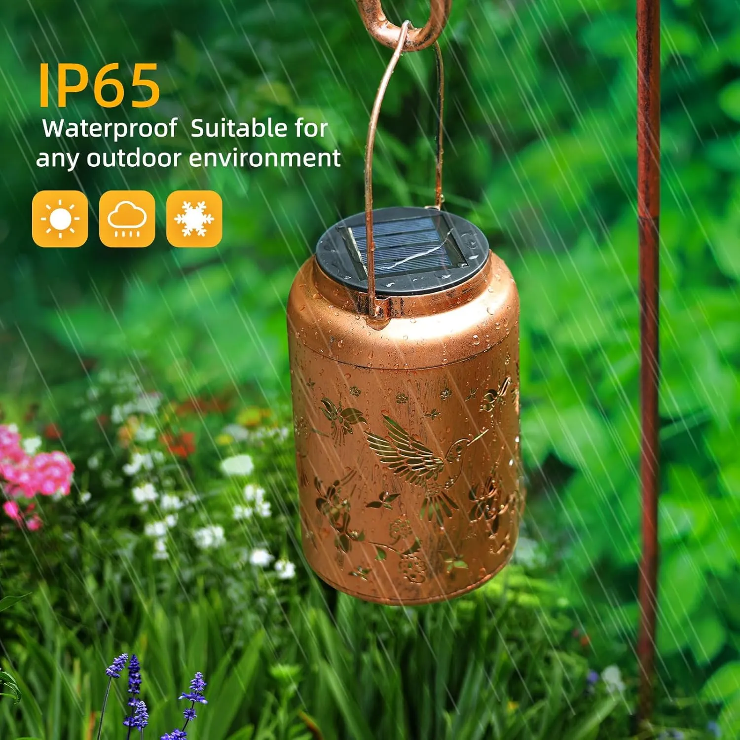 Solar Lanterns Outdoor Waterproof Hummingbird Hanging Solar Lights,Hollowed Metal Lantern Light Decorative for Garden,Patio,Yard,Lawn,Front,Porch Decor Fathers Day Gifts for Women Men Mom 2pack