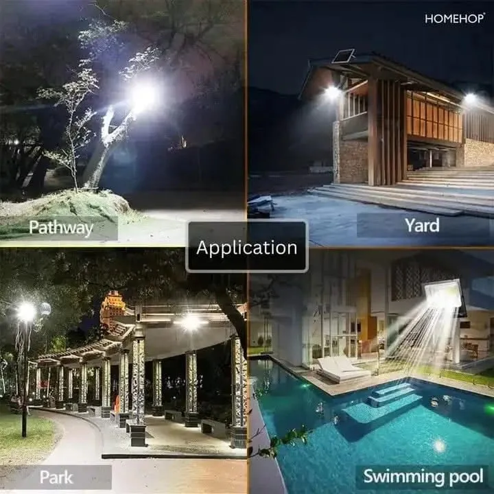 Solar LED Flood Light 50W Outdoor Waterproof Commercial Lights for Home, Garden, Playgrounds, Stadium (Cool White, Renewed)