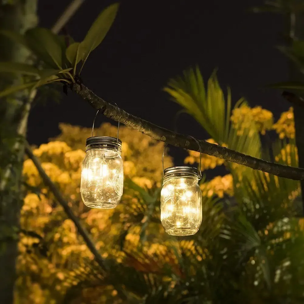Solar Mason Jar Lid Insert Fairy Lights: LED Lantern for Garden, Patio, Porch, Night Wedding, Party Decoration