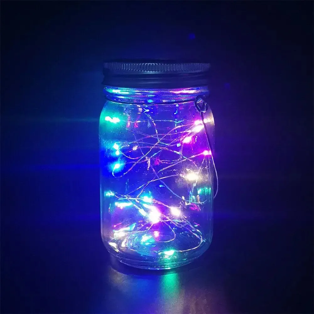 Solar Mason Jar Lid Insert Fairy Lights: LED Lantern for Garden, Patio, Porch, Night Wedding, Party Decoration