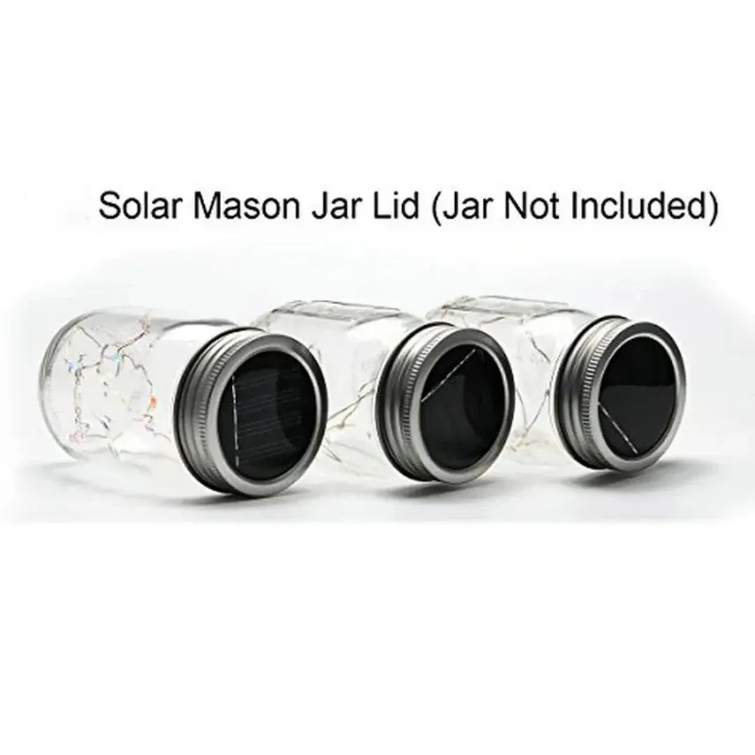 Solar Mason Jar Lid Insert Fairy Lights: LED Lantern for Garden, Patio, Porch, Night Wedding, Party Decoration
