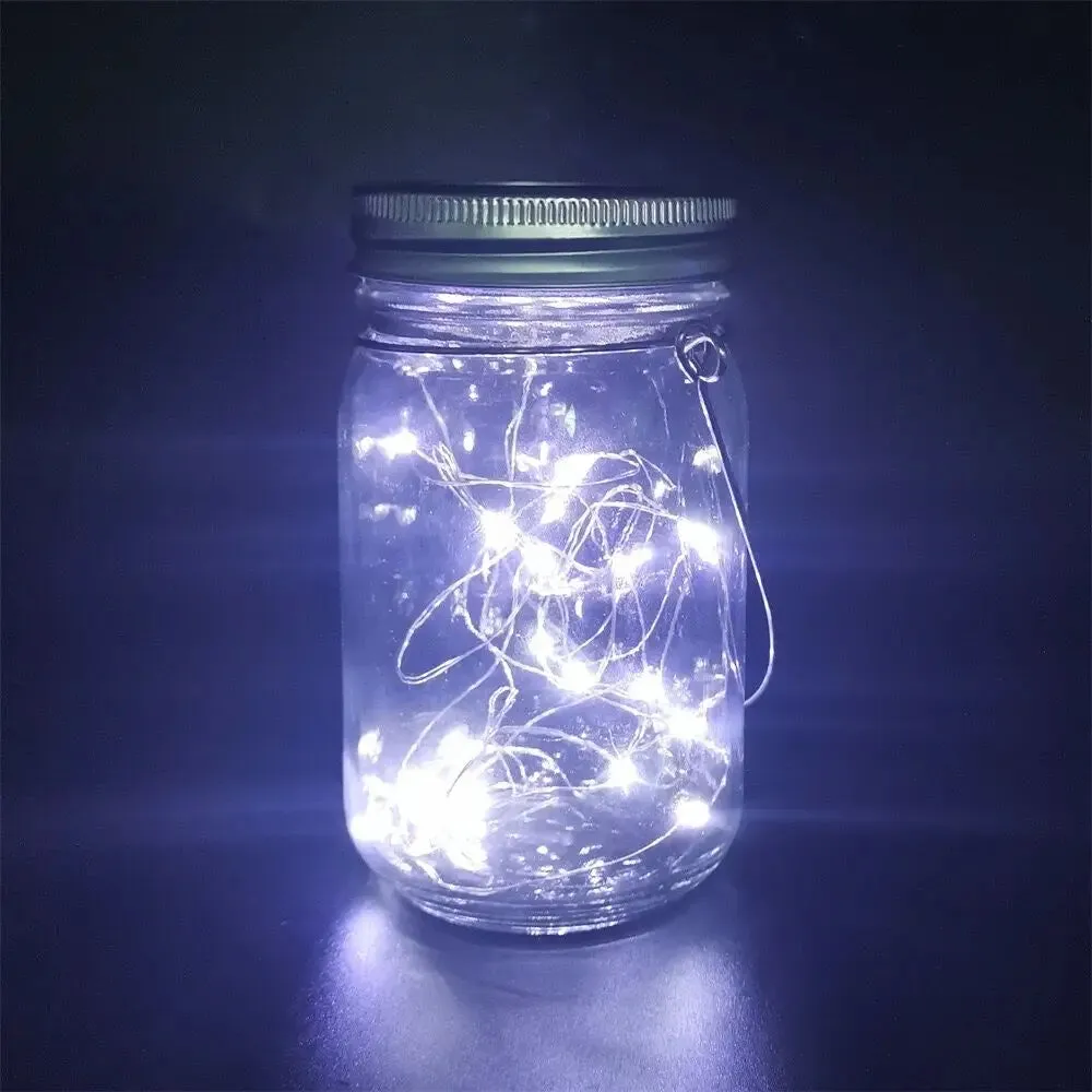 Solar Mason Jar Lid Insert Fairy Lights: LED Lantern for Garden, Patio, Porch, Night Wedding, Party Decoration