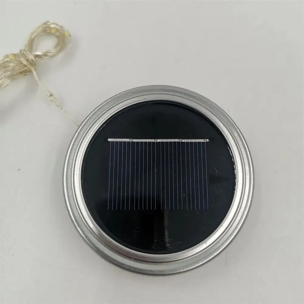 Solar Mason Jar Lid Insert Fairy Lights: LED Lantern for Garden, Patio, Porch, Night Wedding, Party Decoration
