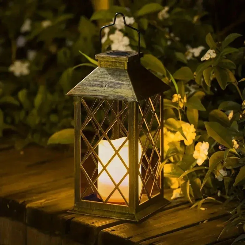 Solar Palace Lantern Flickering Flameless Candle Waterproof LED Light For Table Patio Lawn Outdoor Party Decorative