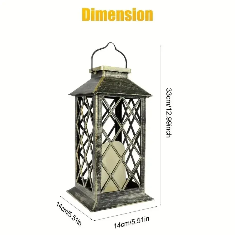 Solar Palace Lantern Flickering Flameless Candle Waterproof LED Light For Table Patio Lawn Outdoor Party Decorative