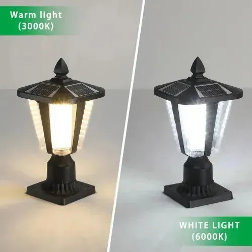 Solar Pillar Headlights With Dimmable LEDs 1-pack