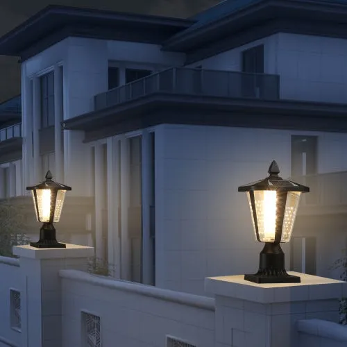 Solar Pillar Headlights With Dimmable LEDs