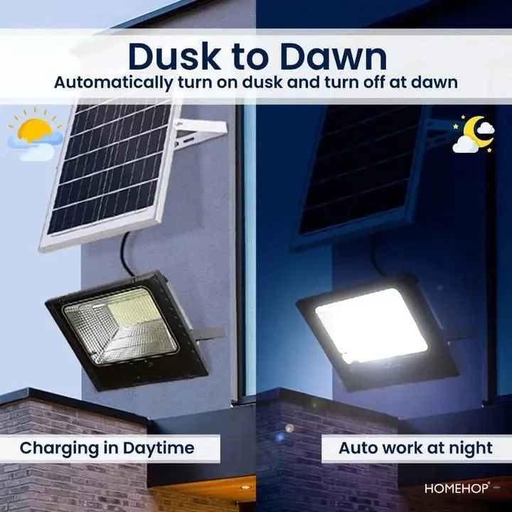 Solar Powered 100 Watt Flood Light Waterproof LED Focus Lights For Home, Outdoor, Garden (Renewed)