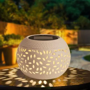 Solar Table Lanterns Outdoor Waterproof - LED Lamp White Metal Tabletop Light Solar Powered Decorative Lantern for Indoor Desk Bedroom Patio Garden Pathway Yard (1 Pack)
