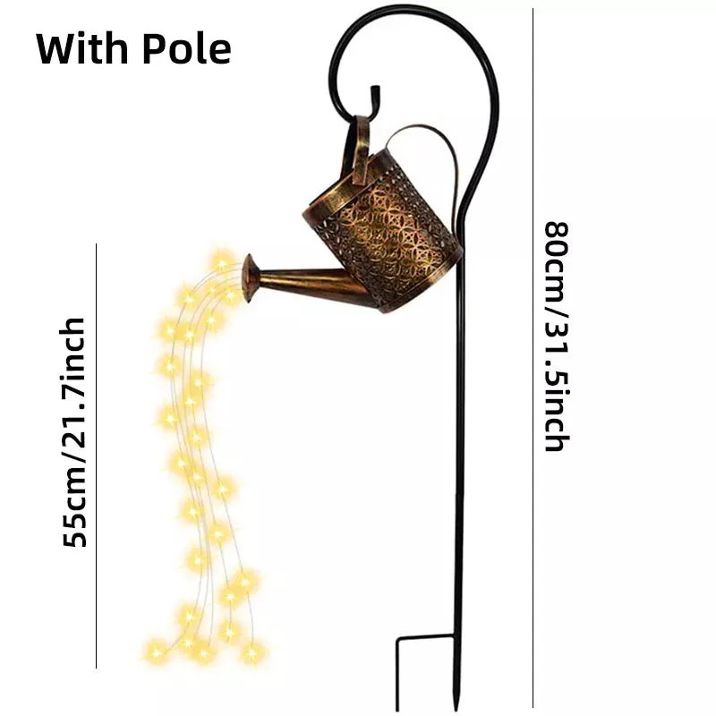 Solar Watering Can Light Hanging Kettle Lantern Light Waterproof Garden Decor Metal Retro Lamp for Outdoor Table Patio Lawn YarD