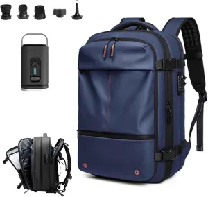 Spacevac Pro Backpack, Spacevac Backpack with Pump, Vacuum Compression 60 Liters Expandable Travel Backpacks (Blue)