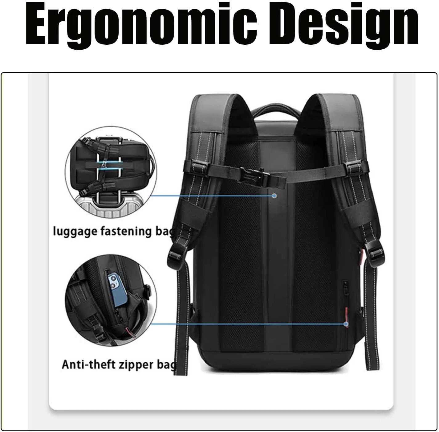Spacevac Pro Backpack, Spacevac Backpack with Pump, Vacuum Compression 60 Liters Expandable Travel Backpacks (Blue)