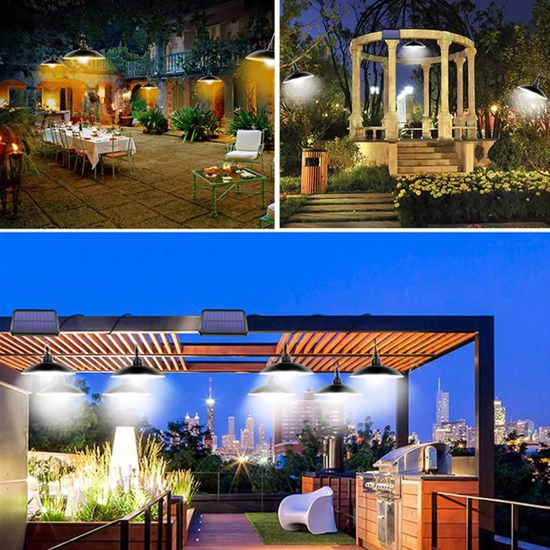 Split Solar Light Chandelier IR Remote Outdoor Solar Wall Lamp with Line Sunlight Powered Emergency Lantern for Garden Street