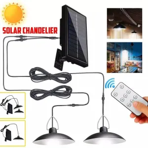 Split Solar Light Chandelier IR Remote Outdoor Solar Wall Lamp with Line Sunlight Powered Emergency Lantern for Garden Street