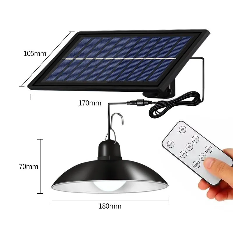 Split Solar Light Chandelier IR Remote Outdoor Solar Wall Lamp with Line Sunlight Powered Emergency Lantern for Garden Street