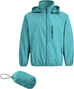 Spmor Men's Lightweight Waterproof Jacket Packable Windbreaker Running Coat