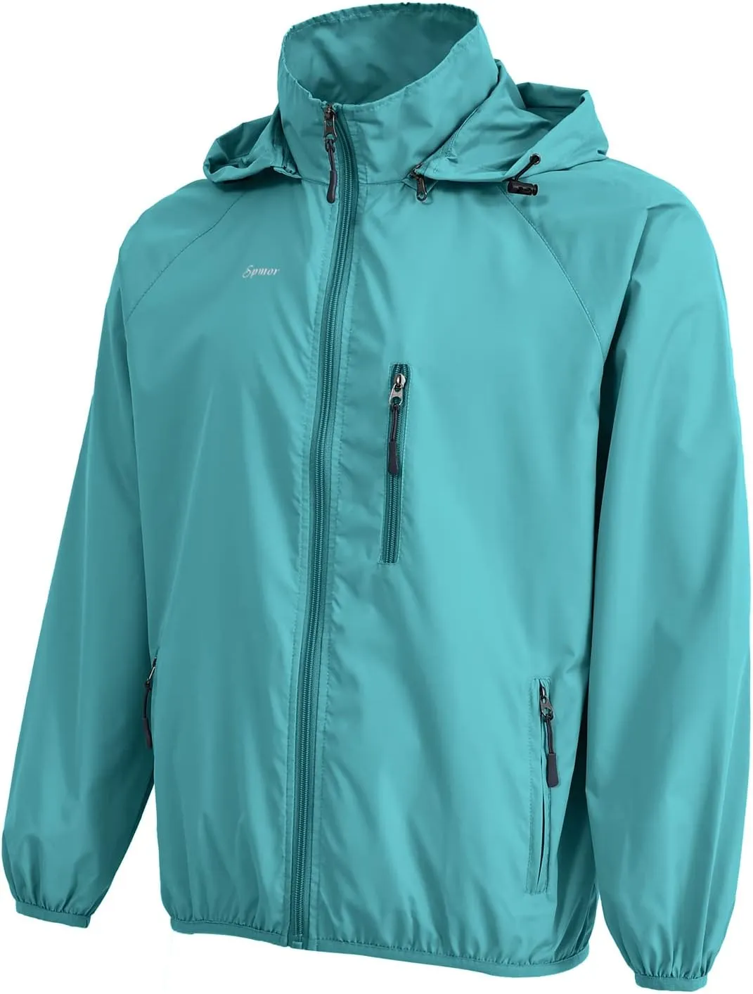 Spmor Men's Lightweight Waterproof Jacket Packable Windbreaker Running Coat