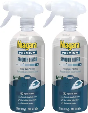 Spray Starch (22 Oz, 2 Pack) Trigger Pump Liquid Starch for Ironing, Non-Aerosol Spray on Starch, Reduces Ironing Time, No Flaking, Sticking or Clogging, Biodegradable Ingredients, Recyclable