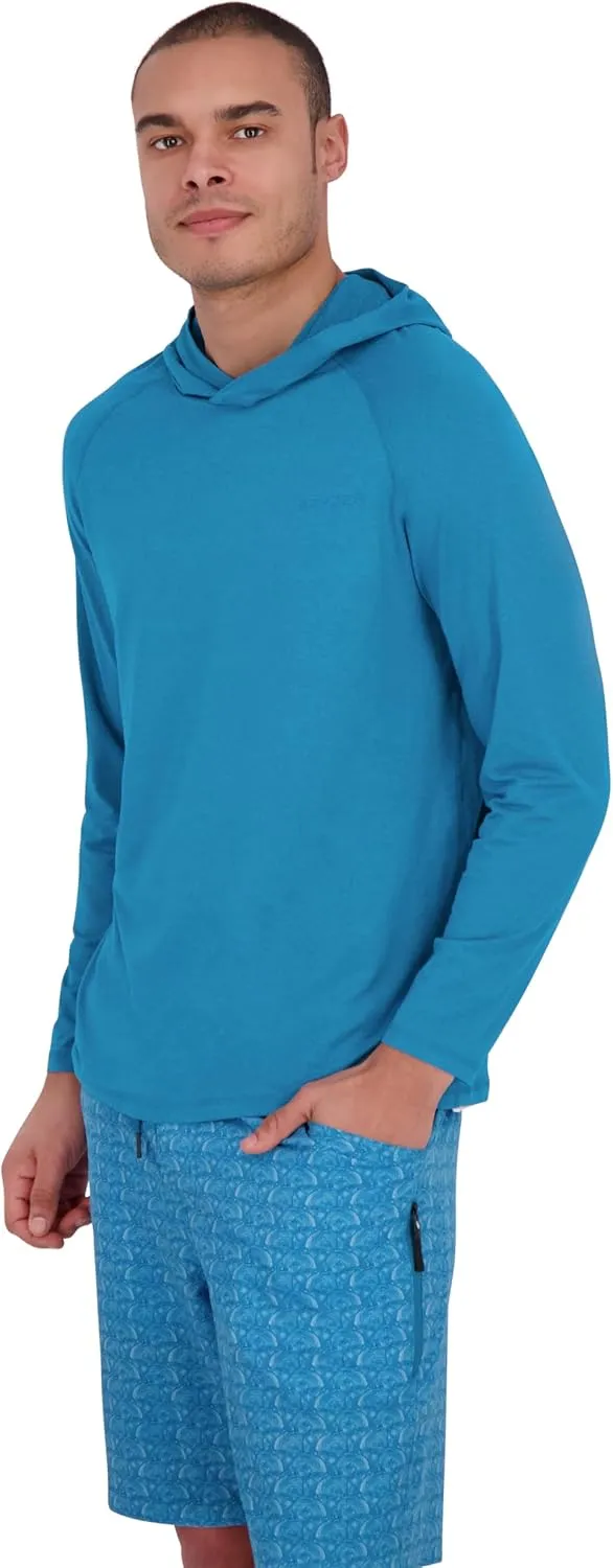 Spyder Men's Hooded Long Sleeve Rashguard – UPF 30  Quick-Dry Swim Shirt, Surfing, Hiking, Gym, Outdoor Sports