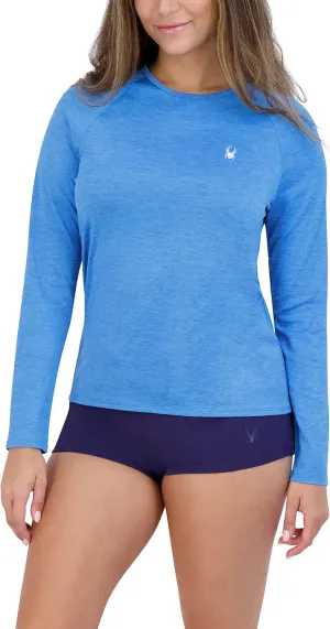 Spyder Women's Standard Long Sleeve Rashguard – Quick-Dry, UPF , Swim Shirt, Beach, Surfing, Hiking, Gym, Yoga, Blue, Medium