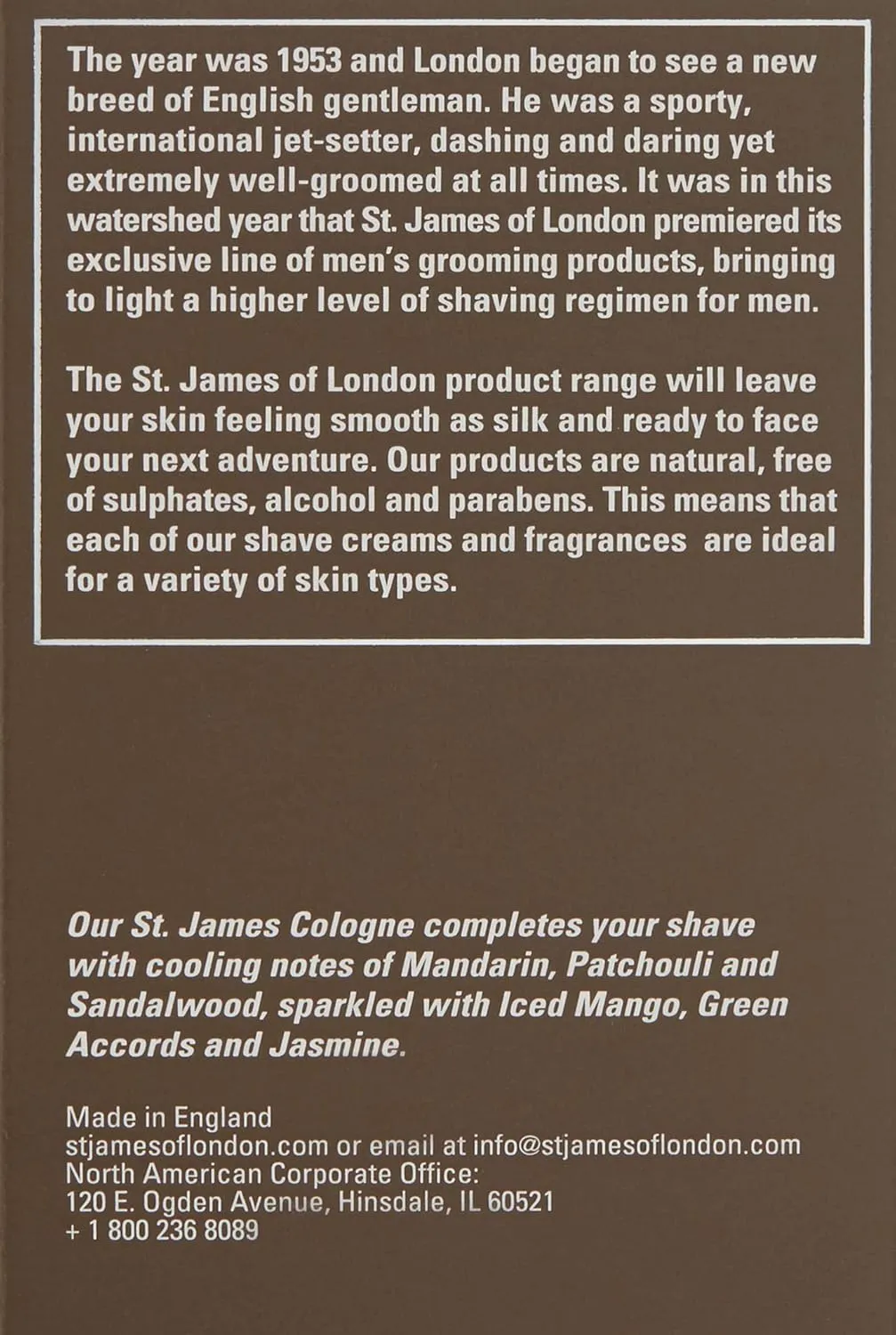 St James of London Mandarin & Patchouli Cologne , 1.69oz