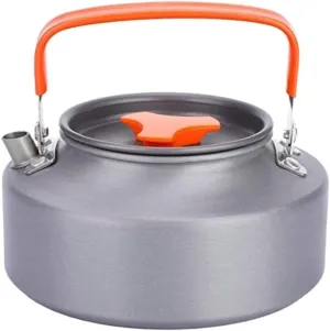 Stainless Steel Camping Tea Kettle - Lightweight & Portable Teapot for Outdoor Cooking Equipment Heat Coffee Percolator & Backpacking Coffee Maker - 1.1L Capaci