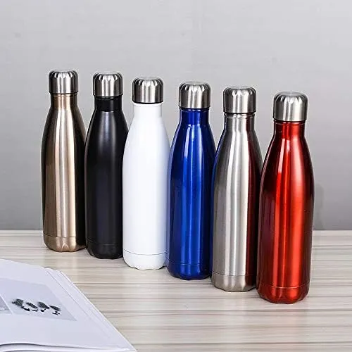 Stainless Steel Kettle 500ML, Double-layer Large-capacity Sports Water Cup Suitable For Outdoor Cycling And Home Use(Blue 2)
