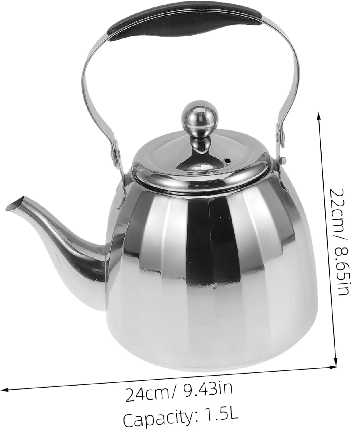 Stainless Steel Teapot Strainer 1.5l Hotel/restaurant Use Easy-pour Handle Outdoor/office Quick Boil Water Tea