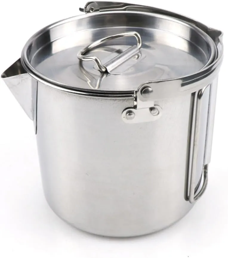Stainless Steel Travel Kettle 1.2l Boil Water Pot Compact Hiking Cookware Camping Soup Pot