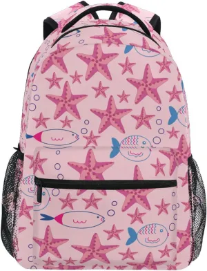 Starfish Fish Spit Bubbles Backpack Water-Resistant Lightweight Bookbags Travel Bag with Mesh Side Pockets