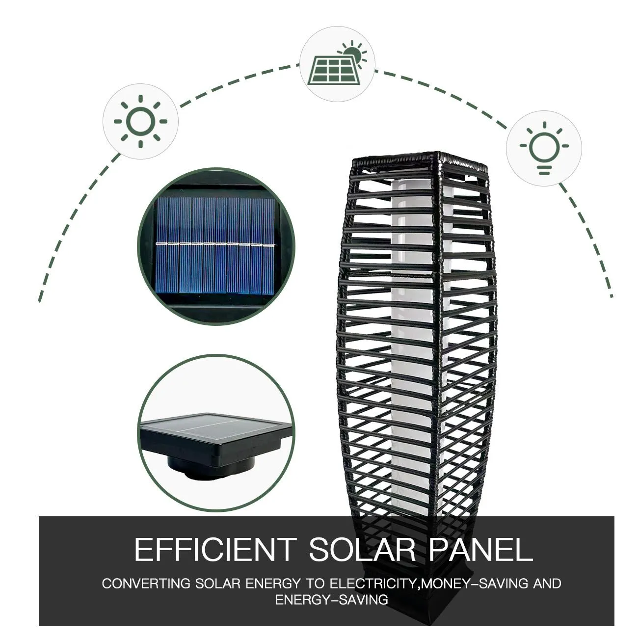 STRICKLAND HOME 31" Solar Powered Wicker Floor Lamp, Solar Lantern, Outdoor Floor Lamp