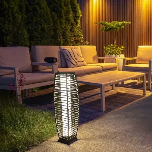 STRICKLAND HOME 31" Solar Powered Wicker Floor Lamp, Solar Lantern, Outdoor Floor Lamp