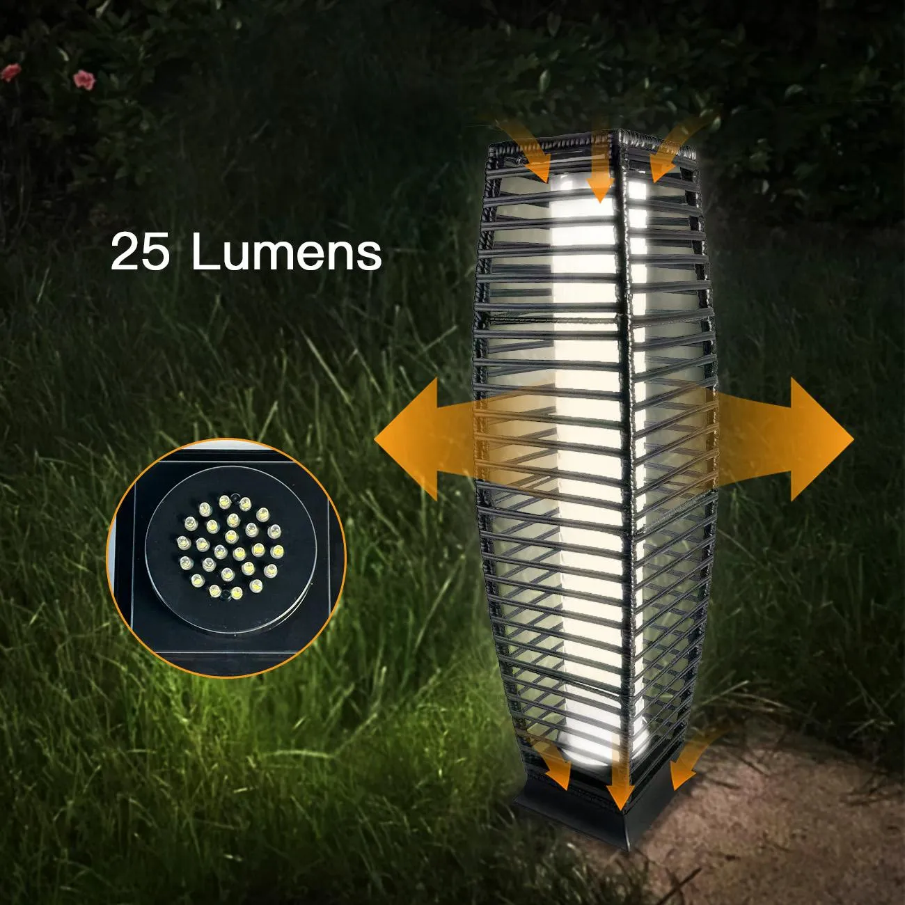 STRICKLAND HOME 31" Solar Powered Wicker Floor Lamp, Solar Lantern, Outdoor Floor Lamp