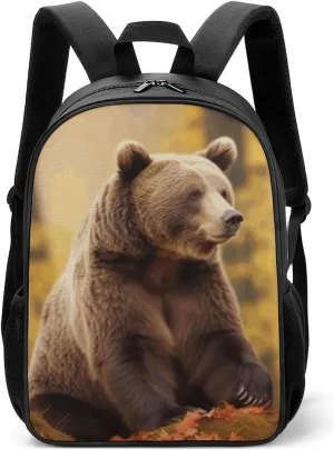 Stylish Backpack, Brown Bear in Autumn Print Durable Backpack Travel Backpack Hiking Backpack Ergonomic Backpack Comfortable Backpack