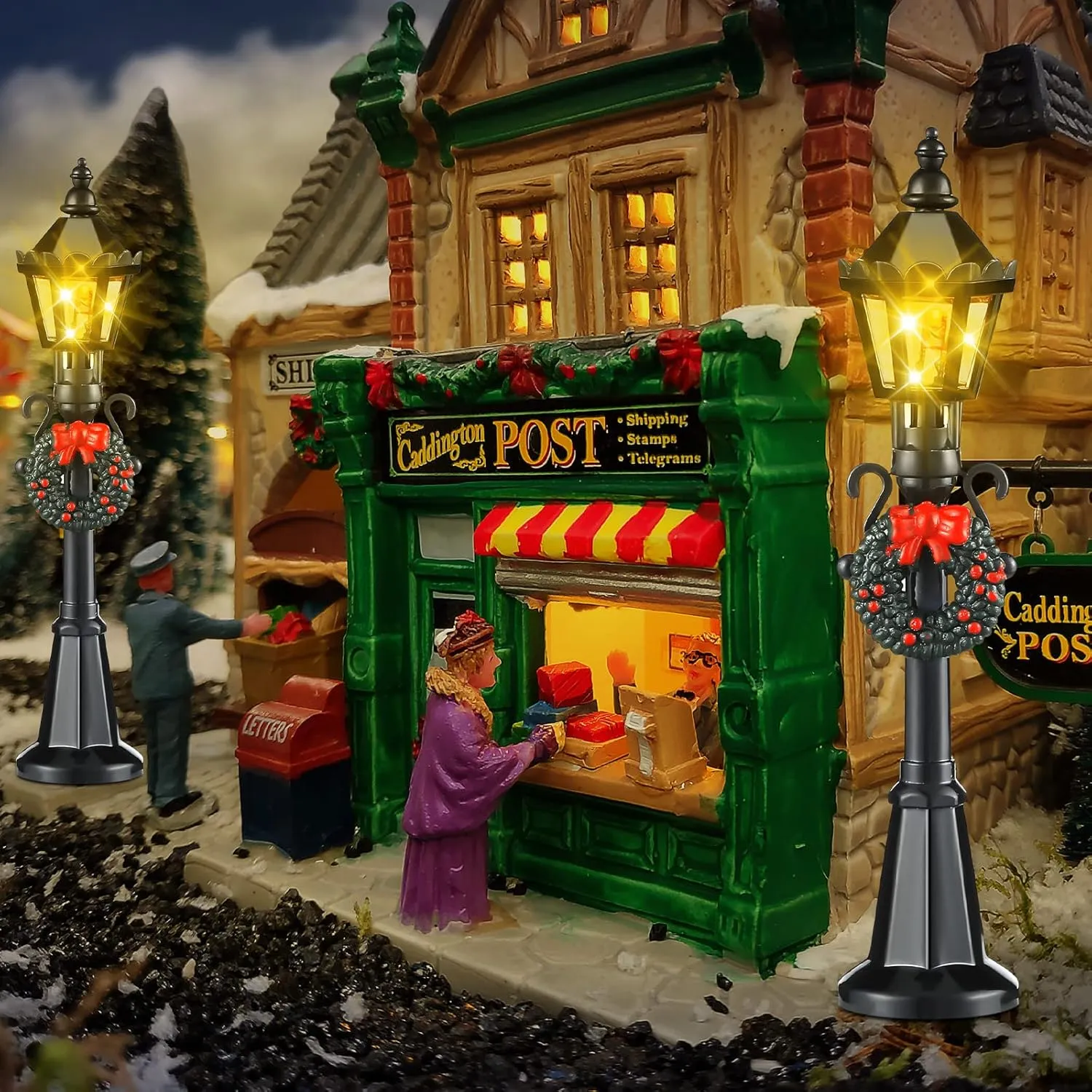 Stylish Miniature Street Lamp & Lanterns - 12 Piece DIY Dollhouse Village Pathway Decorative Street Lights