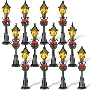 Stylish Miniature Street Lamp & Lanterns - 12 Piece DIY Dollhouse Village Pathway Decorative Street Lights