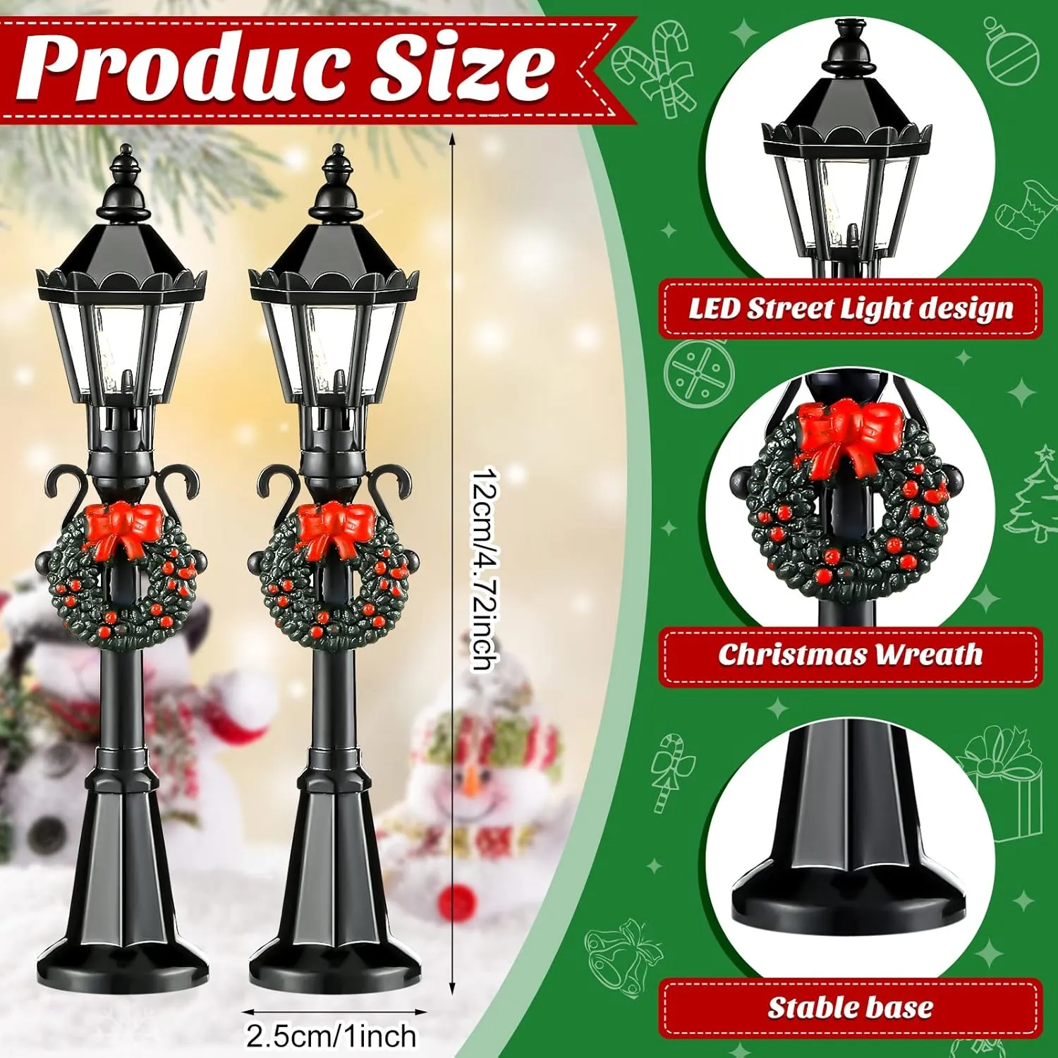Stylish Miniature Street Lamp & Lanterns - 12 Piece DIY Dollhouse Village Pathway Decorative Street Lights