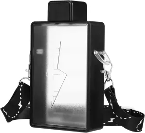 Stylish Rectangular Plastic Cup 450ml Water Bottle with Kettle Strap for Gym